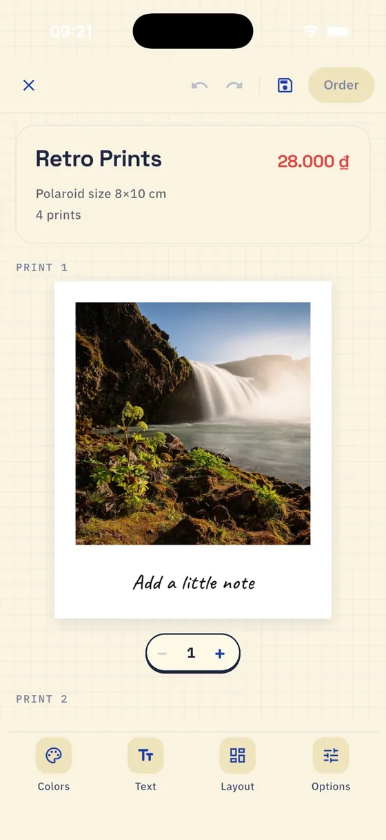 Retro prints — Polaroid-style cards with a handwritten note